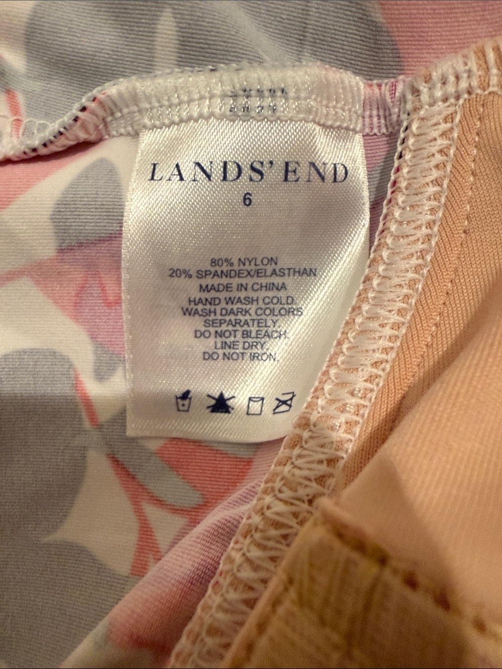 Swim Top-Floral Halter Tankini Top in Pink & Black by Lands End - Picture 4 of 5